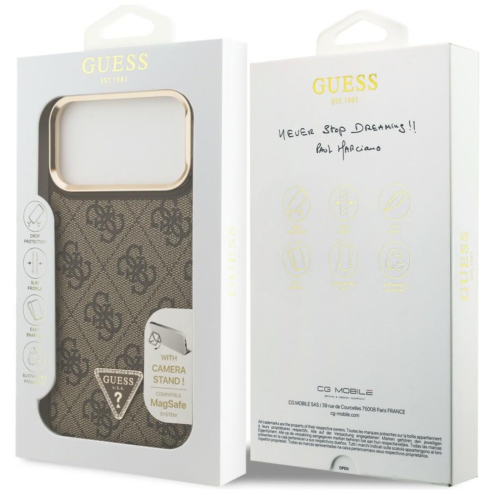 203914_8 Guess 4G PU Triangle Logo & Stand Camera Magsafe Case for iPhone 17 Pro Max - Browneng