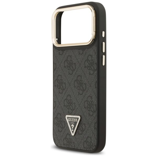 Guess 4G PU Triangle Logo & Stand Camera Magsafe Case for iPhone 17 Pro Max - Blackeng