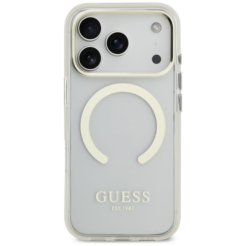 Guess Metal Outline MagSafe case for iPhone 17 Pro - goldeng