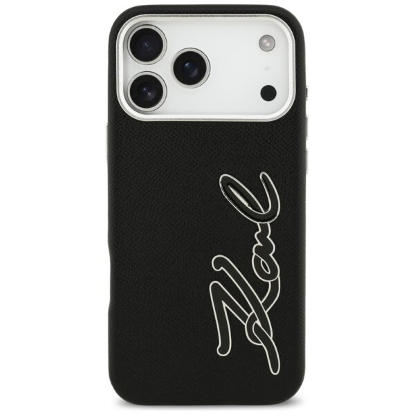 Karl Lagerfeld FW Grained Signature Logo Case for iPhone 17 Pro Max - Blackeng