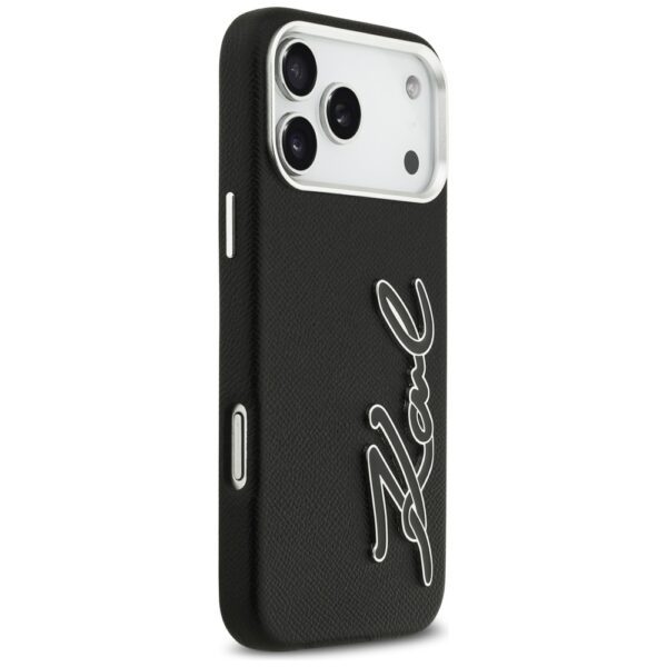 Karl Lagerfeld FW Grained Signature Logo Case for iPhone 17 Pro Max - Blackeng