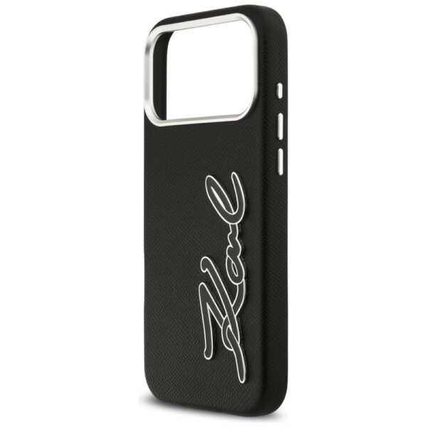 Karl Lagerfeld FW Grained Signature Logo Case for iPhone 17 Pro Max - Blackeng