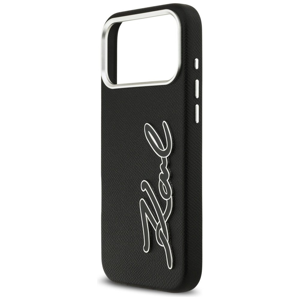 Karl Lagerfeld FW Grained Signature Logo Case for iPhone 17 Pro Max - Blackeng