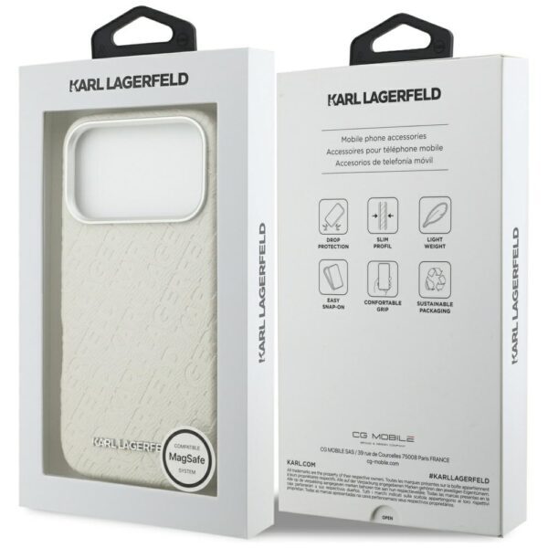 Karl Lagerfeld FW Stamped Karl MagSafe Case for iPhone 17 Pro - Beigeeng