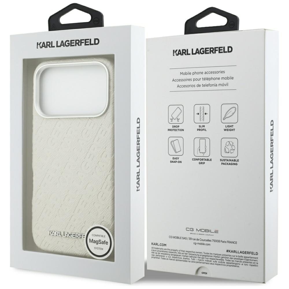 Karl Lagerfeld FW Stamped Karl MagSafe Case for iPhone 17 Pro - Beigeeng