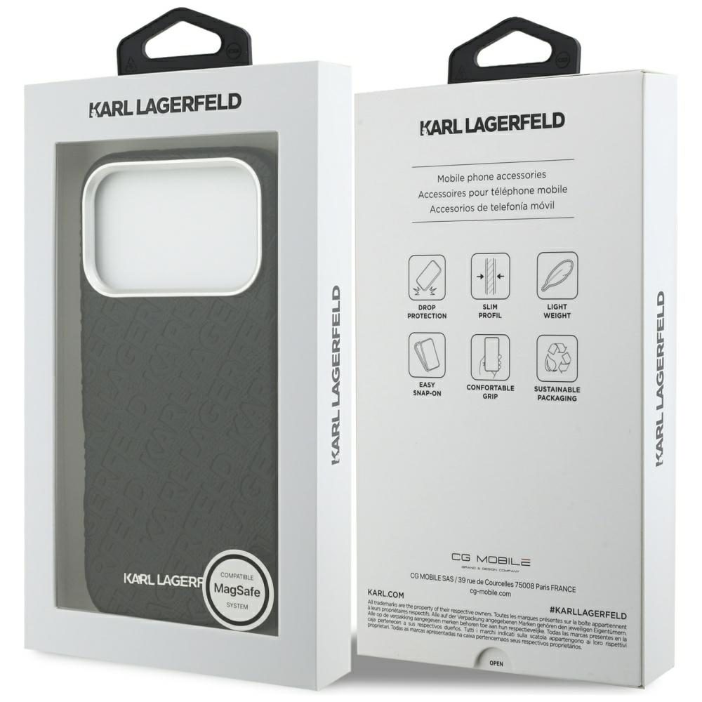 Karl Lagerfeld FW Stamped Karl MagSafe Case for iPhone 17 Pro - Blackeng