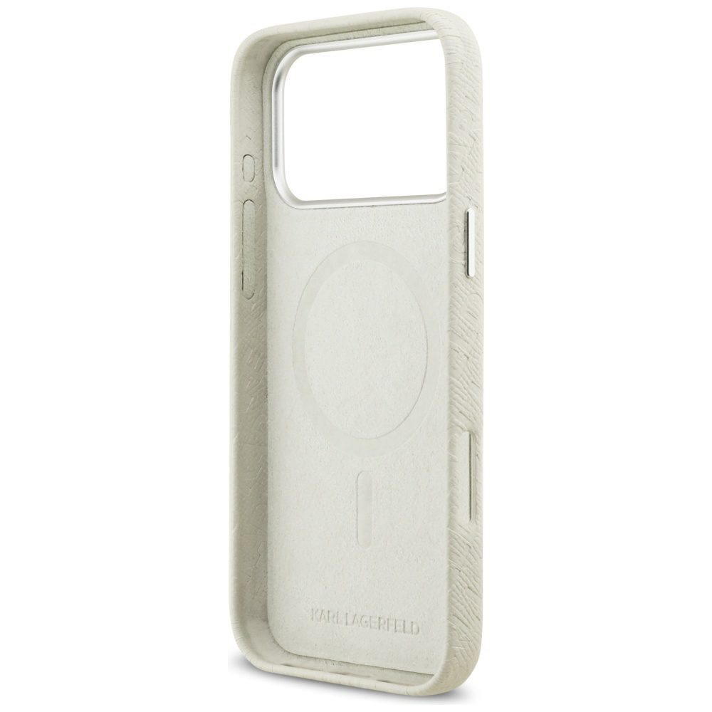 Karl Lagerfeld FW Stamped Karl MagSafe Case for iPhone 17 Pro Max - Beigeeng