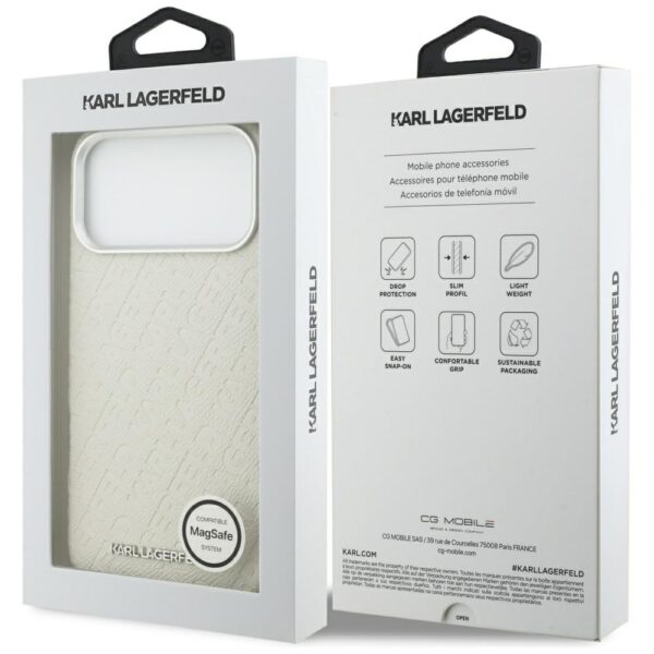 Karl Lagerfeld FW Stamped Karl MagSafe Case for iPhone 17 Pro Max - Beigeeng