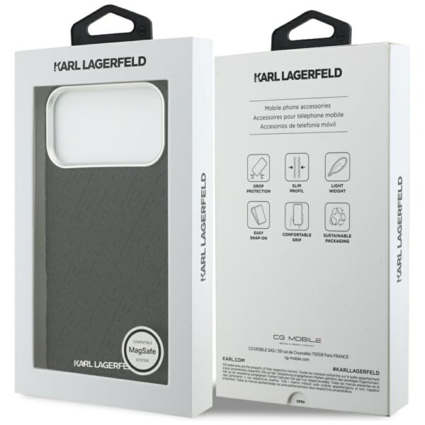 Karl Lagerfeld FW Stamped Karl MagSafe Case for iPhone 17 Pro Max - Blackeng