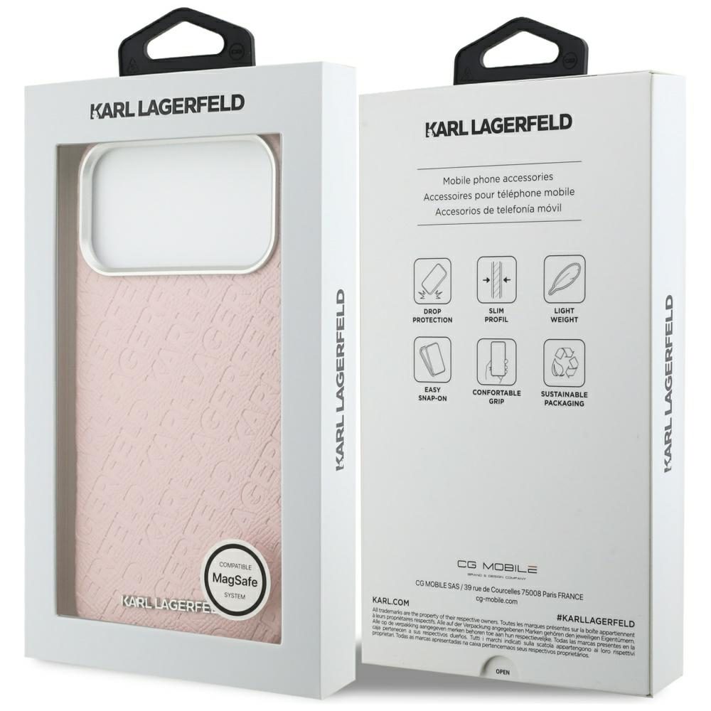 Karl Lagerfeld FW Stamped Karl MagSafe Case for iPhone 17 Pro Max - Pinkeng