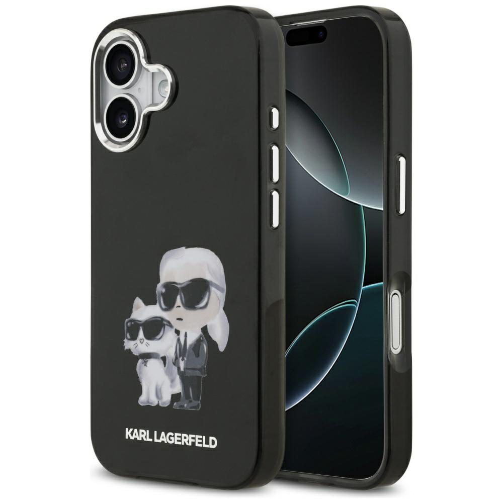 Karl Lagerfeld IML Aquarelle Karl & Choupette & Logo MagSafe Case for iPhone 17 - Blackeng