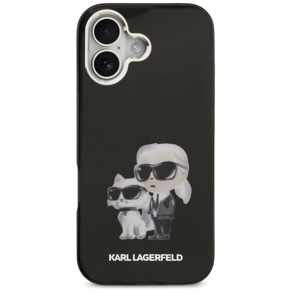 Karl Lagerfeld IML Aquarelle Karl & Choupette & Logo MagSafe Case for iPhone 17 - Blackeng