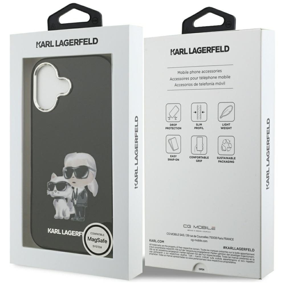 Karl Lagerfeld IML Aquarelle Karl & Choupette & Logo MagSafe Case for iPhone 17 - Blackeng