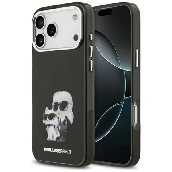 203964_1 Karl Lagerfeld IML Aquarelle Karl & Choupette & Logo MagSafe Case for iPhone 17 Pro - Blackeng