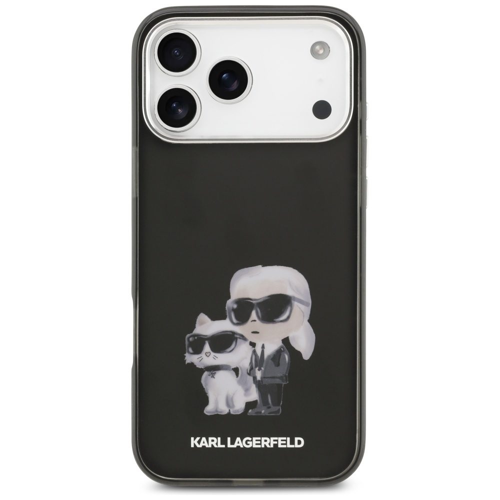 203964_3 Karl Lagerfeld IML Aquarelle Karl & Choupette & Logo MagSafe Case for iPhone 17 Pro - Blackeng
