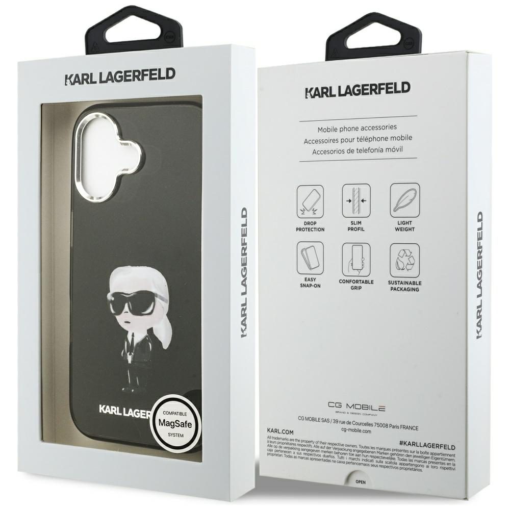 Karl Lagerfeld IML Aquarelle Karl & Logo MagSafe Case for iPhone 17 - Blackeng