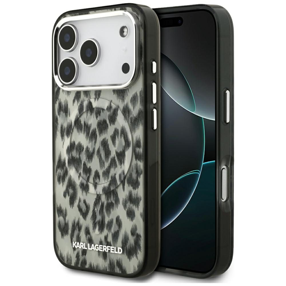 203970_1 Karl Lagerfeld IML Leopard Pattern MagSafe Case for iPhone 17 Pro - Browneng