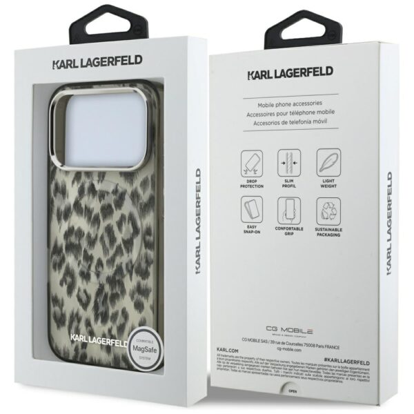 203970_8 Karl Lagerfeld IML Leopard Pattern MagSafe Case for iPhone 17 Pro - Browneng