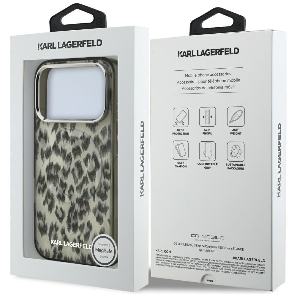 203970_8 Karl Lagerfeld IML Leopard Pattern MagSafe Case for iPhone 17 Pro - Browneng