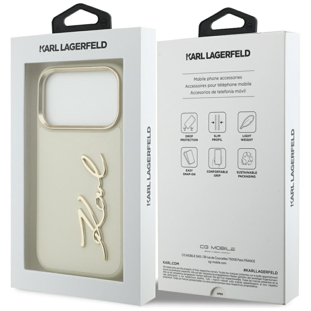 Karl Lagerfeld Karl Script Logo iPhone 17 Pro Case - Beigeeng