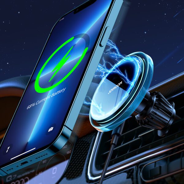 203981_14 Joyroom car phone holder with 15W Qi inductive charger (MagSafe compatible) for air vent, silver (JR-ZS291)eng