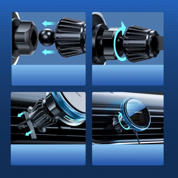 203981_2 Joyroom car phone holder with 15W Qi inductive charger (MagSafe compatible) for air vent, silver (JR-ZS291)eng