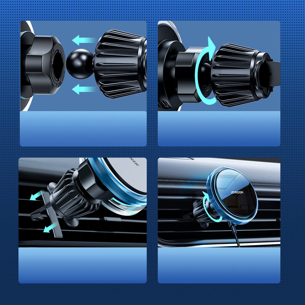 203981_2 Joyroom car phone holder with 15W Qi inductive charger (MagSafe compatible) for air vent, silver (JR-ZS291)eng