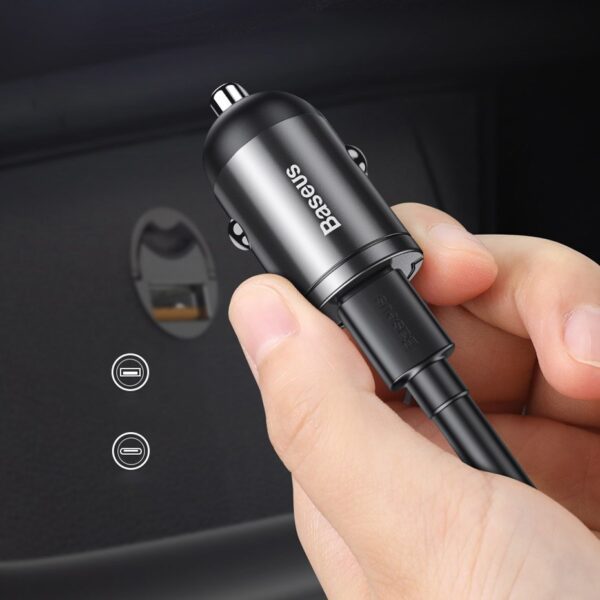 Baseus Tiny Star mini smart USB car charger 30W Quick Charge 3.0 gray (VCHX-A0G)eng