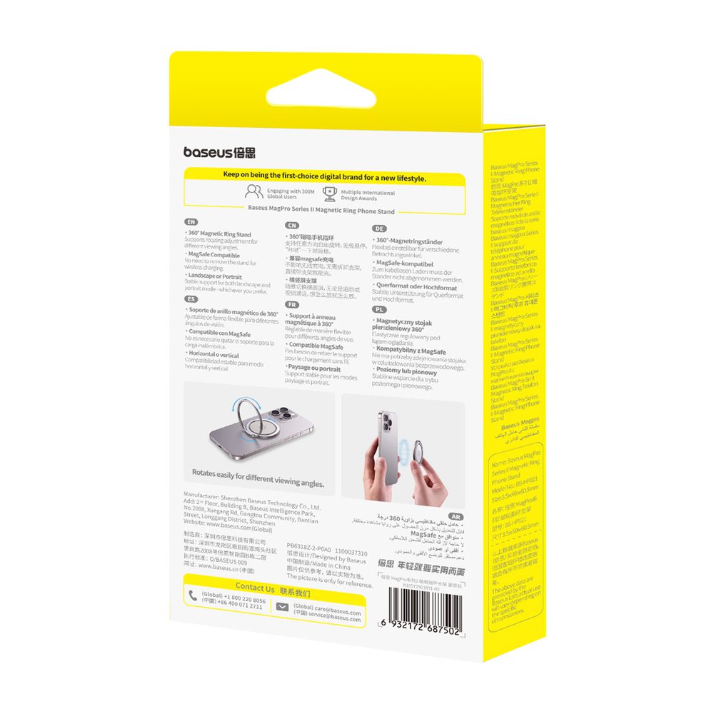 204193_5 Baseus MagPro II Magnetic Ring with Stand Function - Titaniumeng