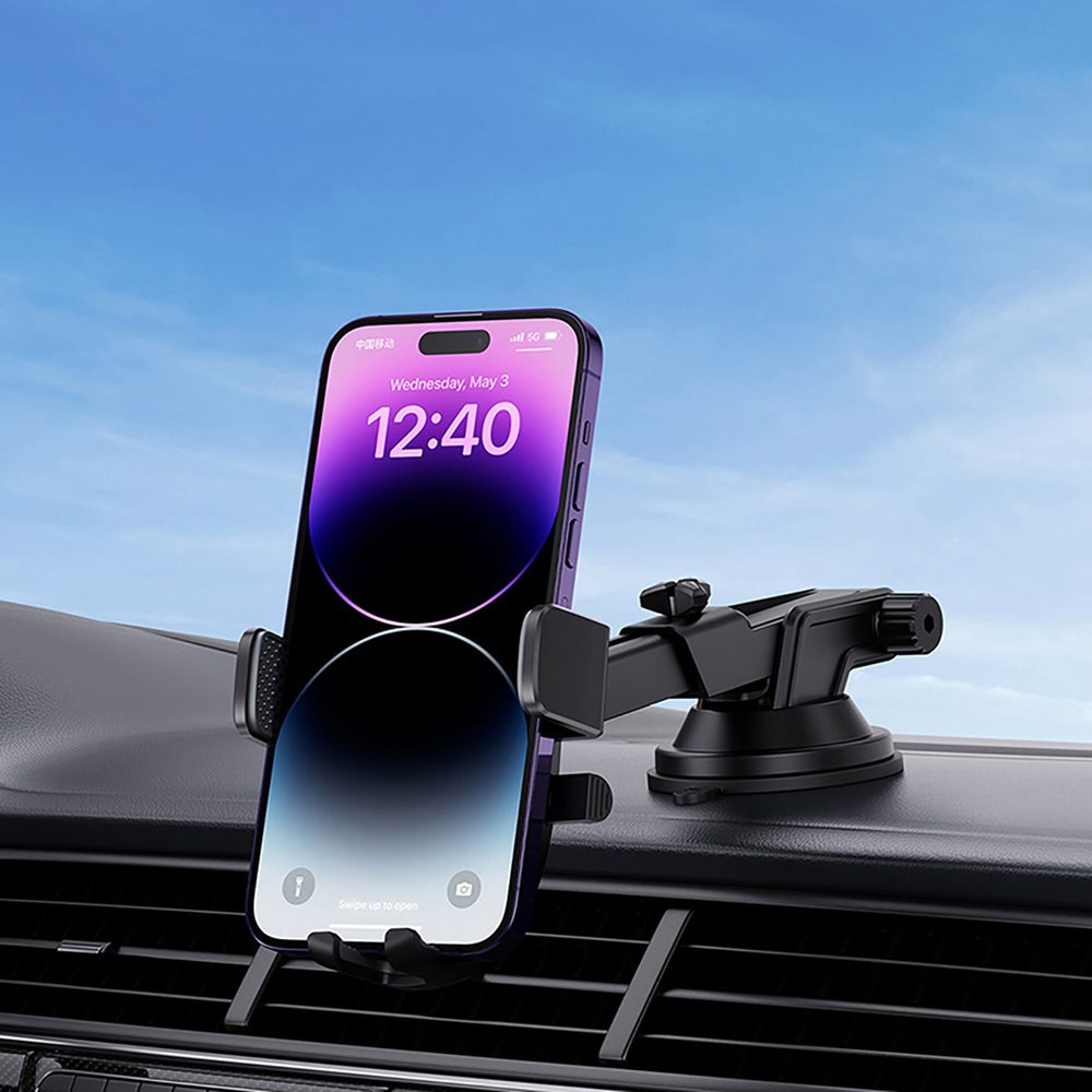 Baseus UltraControl Pro Clamp-on Car Holder with Suction Cup/Hook for Air Vent - Blackeng