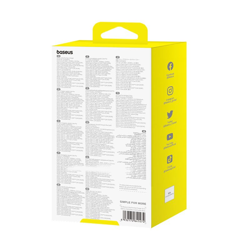 Baseus Cube Pro 65W GaN charger 2x USB-C USB-A - blackeng