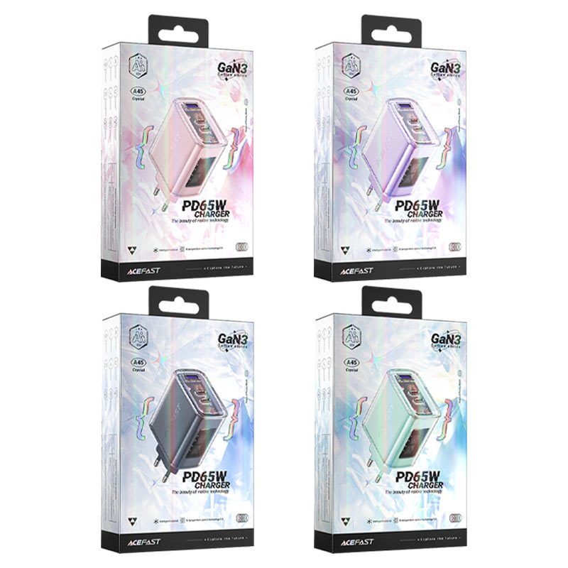 Acefast GaN charger 65W 3 ports (1xUSB, 2xUSB C) green (A45)eng