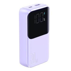 Joyroom JR-PBC07 20000mAh 30W mini power bank with USB-C and Lightning cables - purpleeng