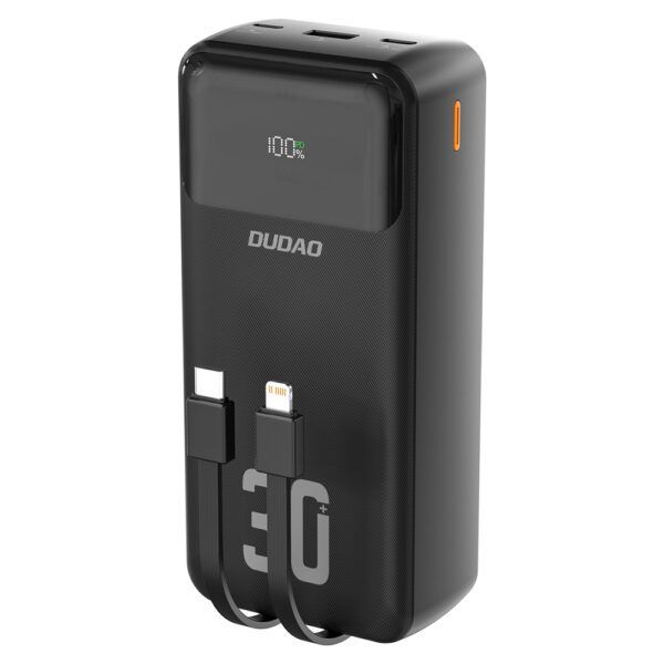 204273_1 Dudao K15MAX 30000mAh PD 22.5W Powerbank with Built-in Cables - Blackeng