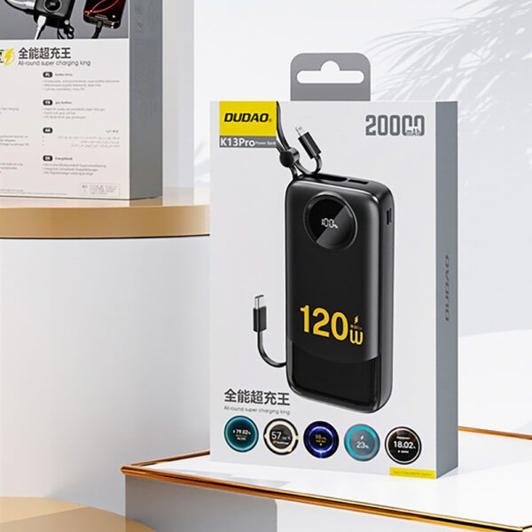204285_4 Dudao K13Pro 20000mAh Powerbank with Built-in Cable - Blackeng