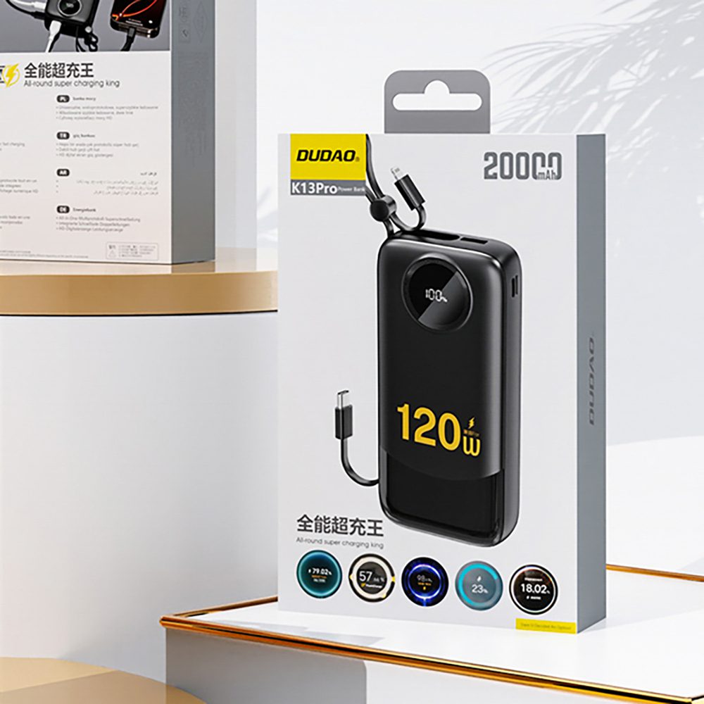 204285_4 Dudao K13Pro 20000mAh Powerbank with Built-in Cable - Blackeng
