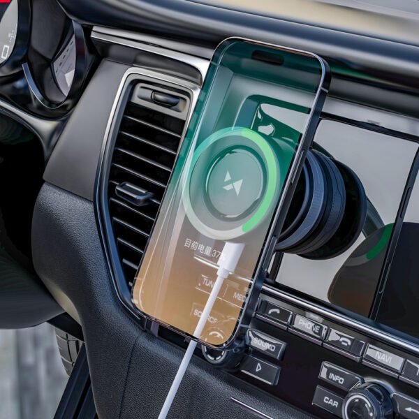 204286_6 Wozinsky WUSQ-01 Car Holder with Qi Charger Compatible with MagSafe - Blackeng