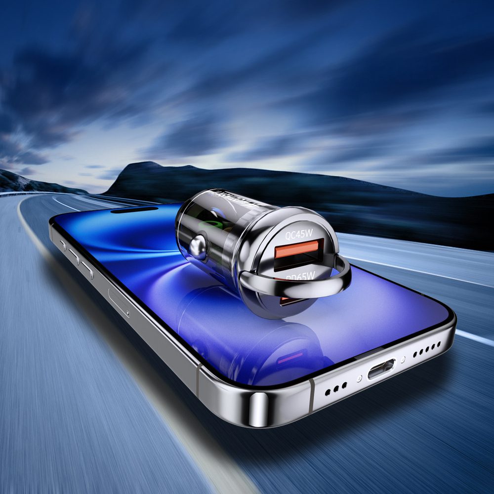 Wozinsky 65W Car Charger USB-C PD 65W / USB-A 45W QC 3.0 - Blackeng