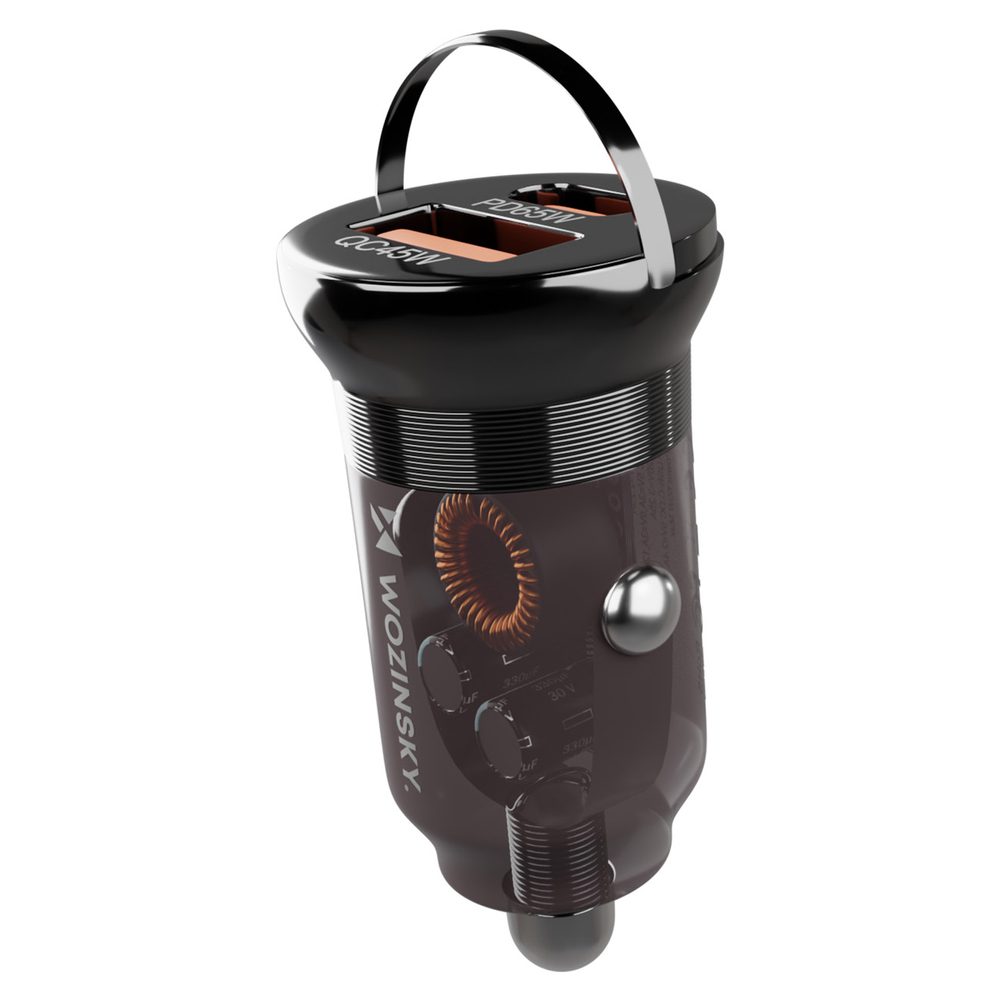 Wozinsky 65W Car Charger USB-C PD 65W / USB-A 45W QC 3.0 - Blackeng