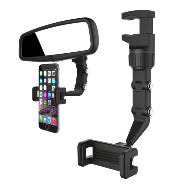 204292_1 Adjustable car rearview mirror holder for smartphone blackeng