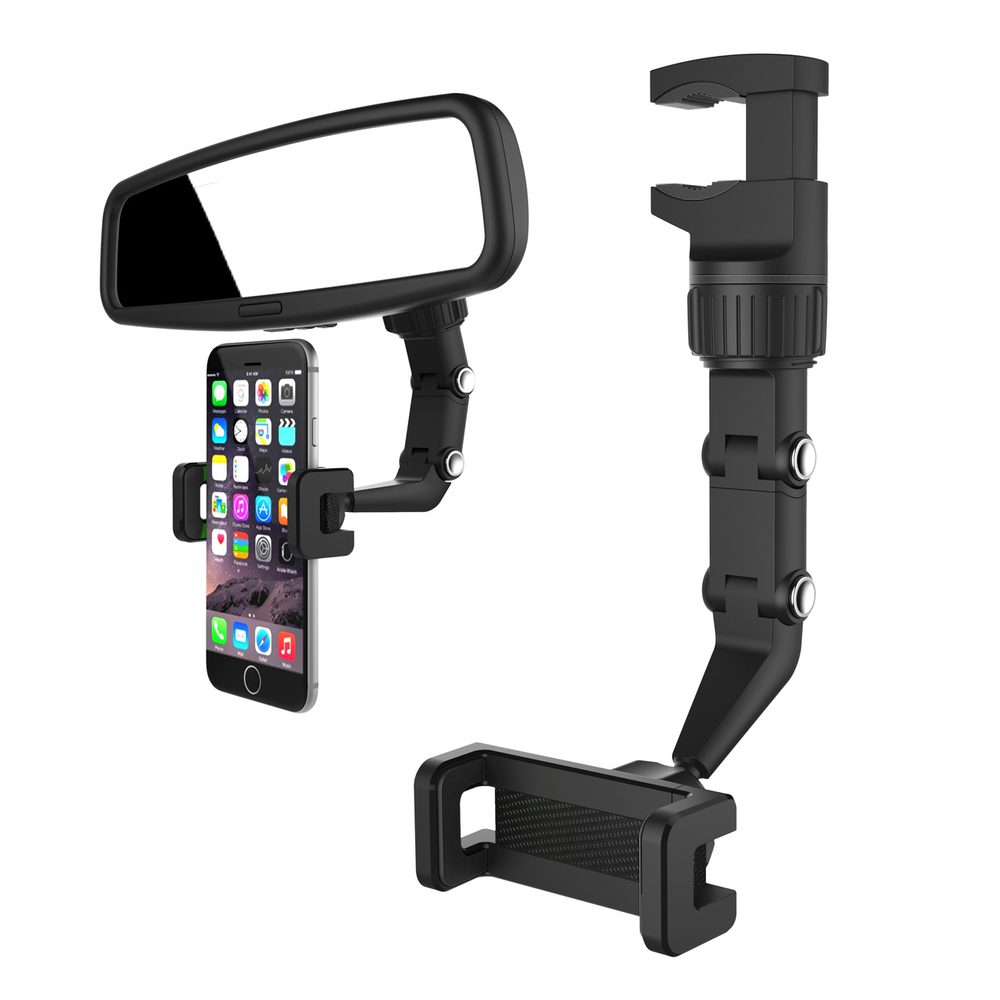 204292_1 Adjustable car rearview mirror holder for smartphone blackeng