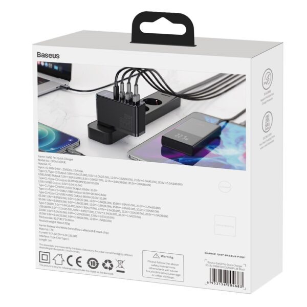 Baseus wall charger GaN2 Pro PD 100W 2x USB-C 2x USB black