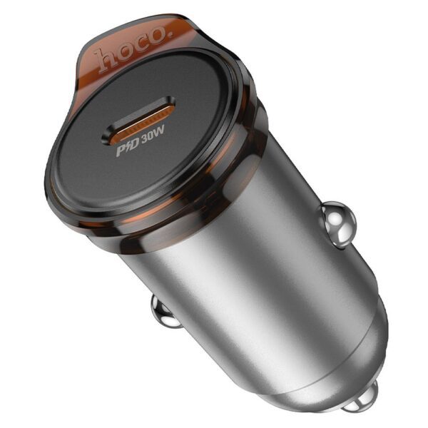 30b33ef975f2f87fda0a5fbc69329052 Car charger Hoco USB C QC PD 30W NZ16 metal gray