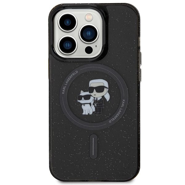 Karl Lagerfeld case for iPhone 15 Pro 6,1" KLHMP15LHGKCNOK black HC Magsafe IML KC Glitter