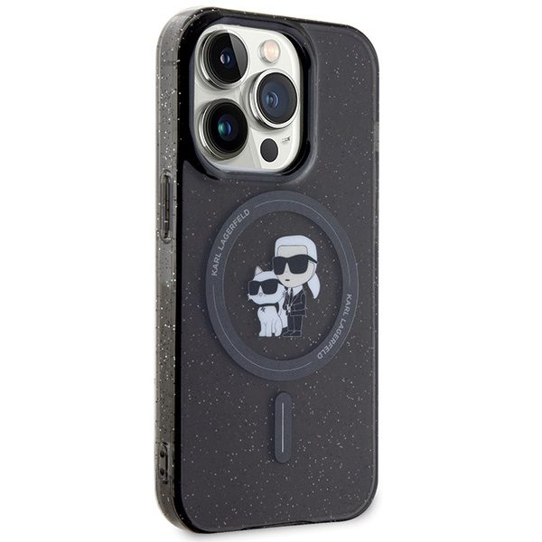Karl Lagerfeld case for iPhone 15 Pro 6,1" KLHMP15LHGKCNOK black HC Magsafe IML KC Glitter