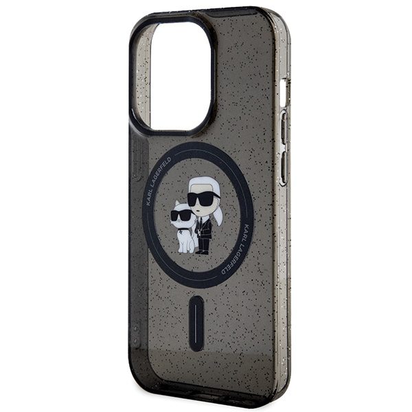 Karl Lagerfeld case for iPhone 15 Pro 6,1" KLHMP15LHGKCNOK black HC Magsafe IML KC Glitter