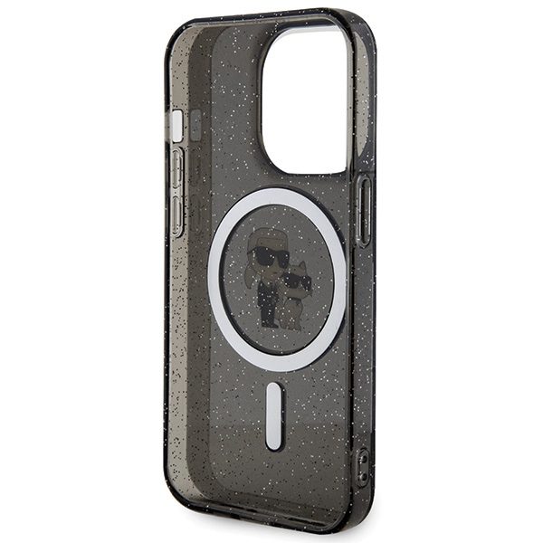 Karl Lagerfeld case for iPhone 15 Pro 6,1" KLHMP15LHGKCNOK black HC Magsafe IML KC Glitter