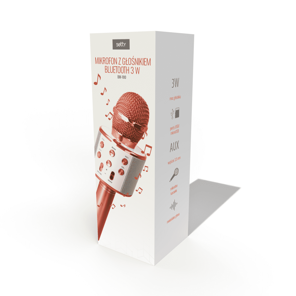 Setty Bluetooth microphone with speaker BM-100 rose gold