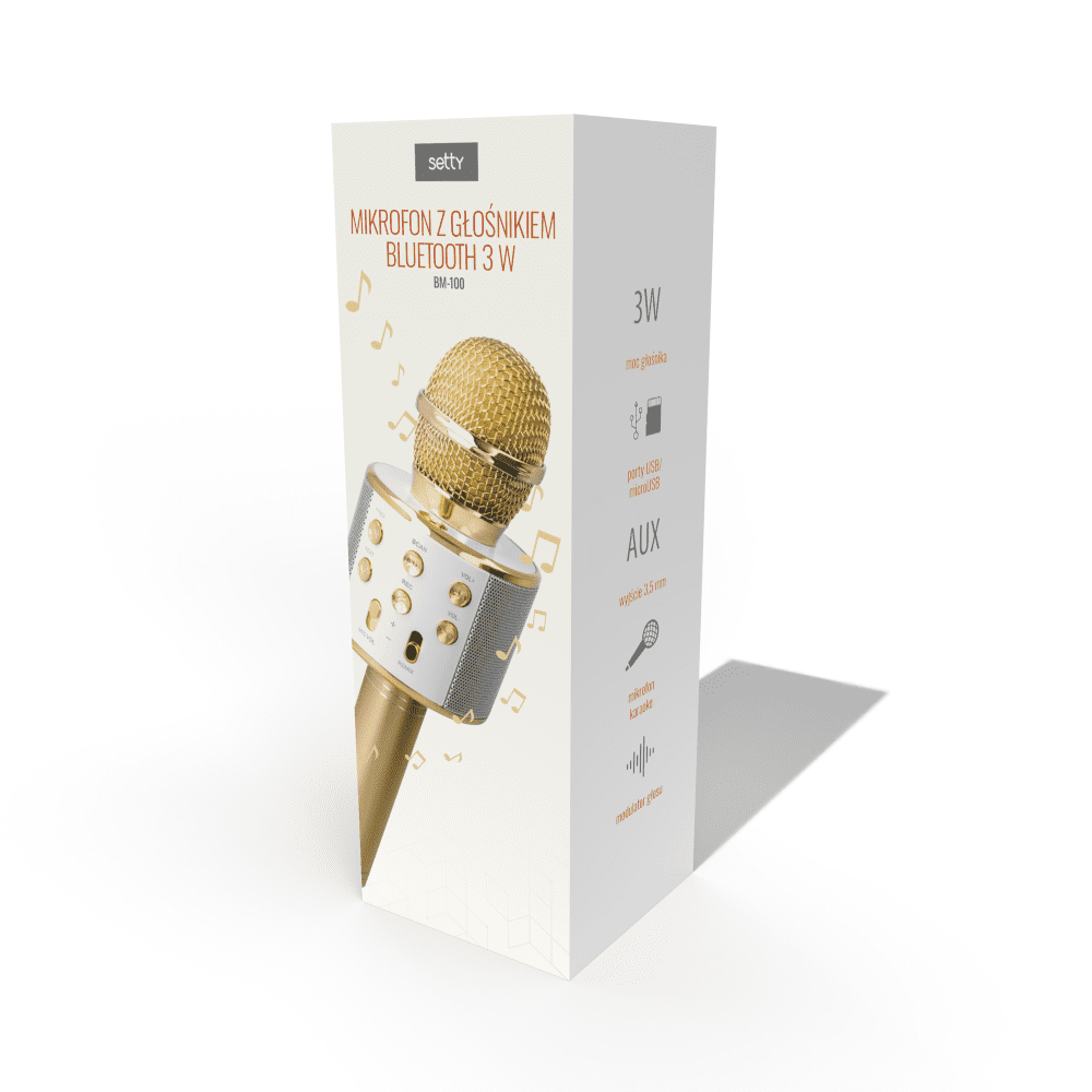 Setty Bluetooth microphone with speaker BM-100 gold