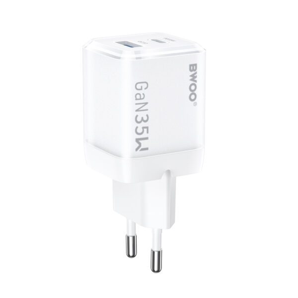 BWOO GaN wall charger CDA222 PD 35W 1 x USB 1 x USB-C, white